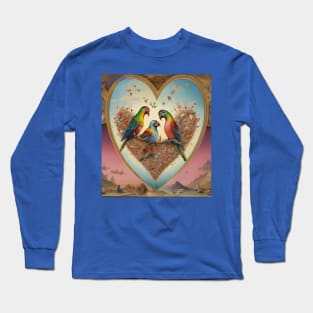 Galentines day and Valentine’s Day lovebirds snuggling with their chick Long Sleeve T-Shirt